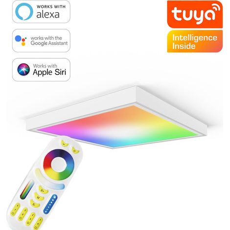 RGB+CCT LED Panel 62x62cm inkl. MiBoxer Smarthomesteuerung 48W 24V Rahmen weiß - Panelmontage: Aufbaurahmen Click weiß (1/5)