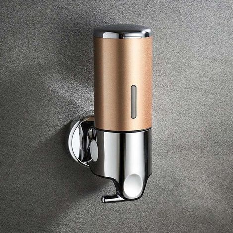 Distributeur de savon mural 450 ml, distributeur de savon liquide pour les mains à une seule tête, distributeur de gel douche et de shampoing pour la cuisine, la salle de bain et l'hôtel (doré) (1/4)