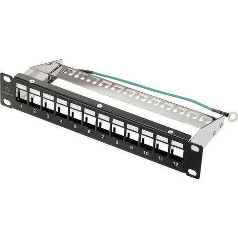 Trywise RF-4996626 12 ports Panneau de brassage 254 mm (10") non équipé 1 UH noir non équipé W062922 (1/4)