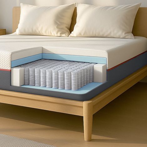 The White Stone Matelas 180x200 Ressorts Ensachés et Memory Foam - Hauteur 30 cm - Ergonomique, Hypoallergénique et Antibactérien - Fabriqué en Italie
