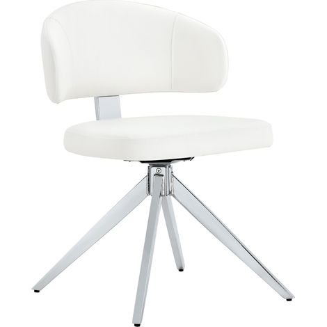 Set di 2 sedie da pranzo moderne girevoli in PU bianco con gambe in metallo MODENUIT (1/4)
