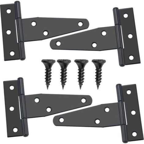 Stück 73 mm T-Scharniere, abnehmbare Scheunentorscharniere, Metalltürscharniere mit 24 Schrauben (1/4)