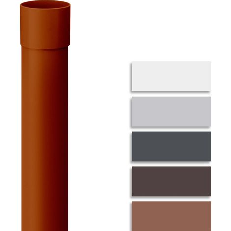 INEFA Fallrohr 100 cm, PVC Regenrohr Dachrinnenzubehör,einfache Steckmontage, Made in Germany - DN50 / 50mm, 1 Stück, Braun
