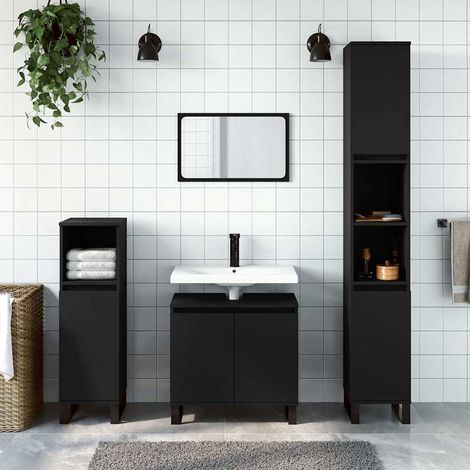 Bathroom Cabinet Black 58x33x60 cm Engineered Wood vidaXL (1/5)