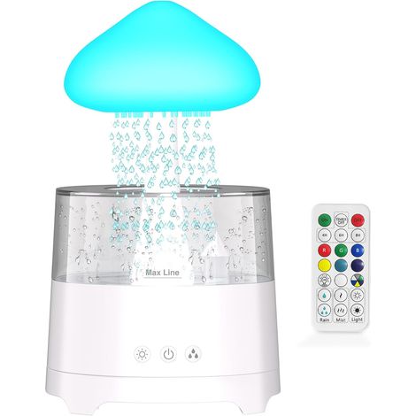 Luftbefeuchter mit Regenwolken-Design und Fernbedienung, Pilz-Wasserlampe, Luftbefeuchter für Schlafzimmer, Regentropfen-Luft (1/5)