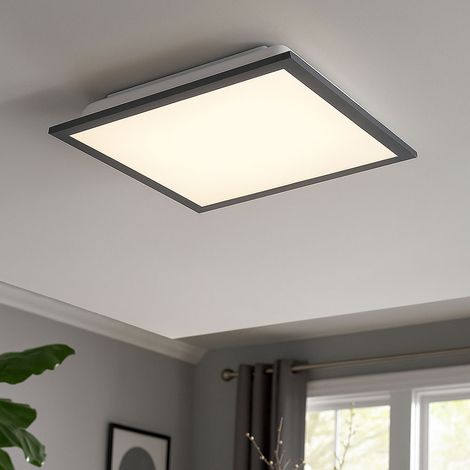 Deckenleuchte Deckenpanel Aufbaupanel Designleuchte Deckenlampe Wohnzimmer, quadratisch weiß opal graphit, 1x LED 12 Watt 800 Lumen warmweiß, HxLxB 6x30x30 cm (1/5)