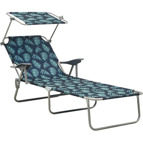 Tumbona tumbona para tomar el sol cama de jardín terraza muebles de exterior con toldo de acero estampado de hojas 020012266