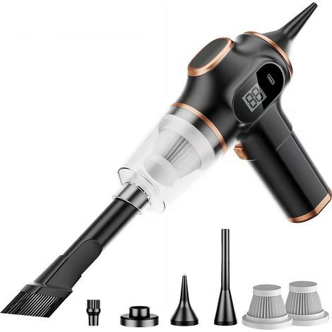 Aspirateur de voiture à main, aspirateur sans fil 9000 Pa et dépoussiéreur, 120 W haute puissance rechargeable avec lumière LED pour voiture, maison, bureau, poils d'animaux (1/5)