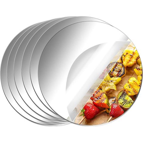 Lot de 6 miroirs ronds en acrylique (sans verre), autocollants, 15 cm (6 pouces). (1/4)