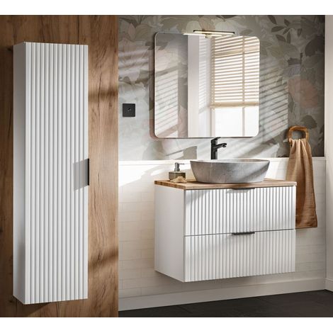 Ensemble meuble vasques à poser + 3 éléments - 80 cm - Georgia White - Livraison gratuite
