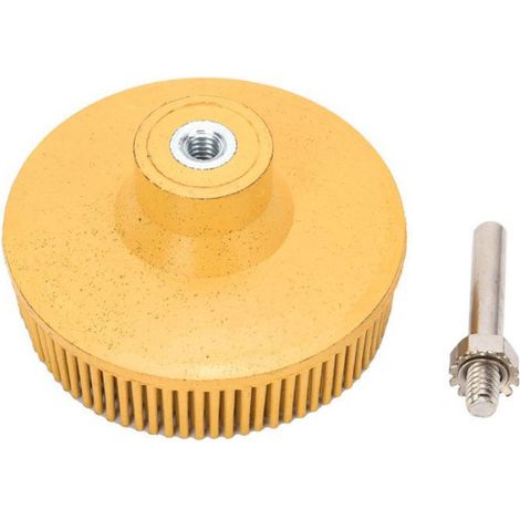 Tbest brosse à polir Disque à poils de 3 pouces, brosse Abrasive en caoutchouc émeri, ébavurage, quincaillerie verre Jaune (1/4)