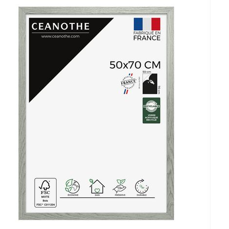 Cadre Photo Bois Grisé 50x70 cm et 70x50 cm – Convient au A2 et Affiche Poster - Cadre Bois Gris – Cadre Photo Australe en Bois Reconstitué FSC - Fabriqué en France - Verre acrylique Incassable (1/5)