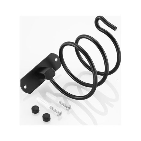 SHINING HOUSE Haartrockner-Halter, Aluminium, Wandmontage, Haartrockner-Halter, Kabelhalter für Küche, Badezimmer, Badezimmer-Zubehör, Schwarz (8,5 x 8 x 7 cm) (1/4)