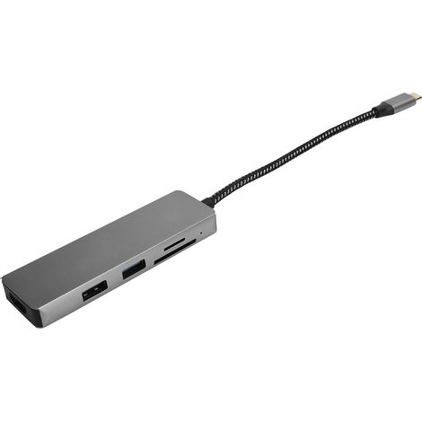 Hub USB-C 5 en 1 avec ports HDMI 4K, USB 3.0 et lecteur de cartes mémoire (1/5)