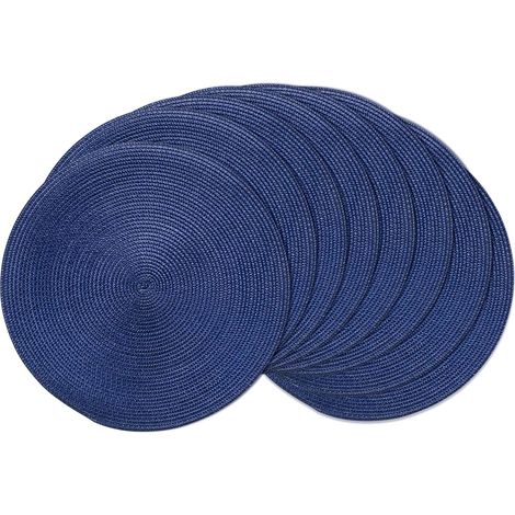 Lot de 8 sets de table ronds tressés de 38,1 cm pour tables de salle à manger, tissés naturels, résistants à la chaleur (bleu véritable, 8)'Bleu Véritable. 15 inches set of 8'Bleu Véritable.'15 inches (1/5)