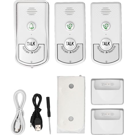 Sonnette d'interphone sans fil longue portée IP54, étanche, voix à 2 voies, pour la maison et le bureau (1/5)