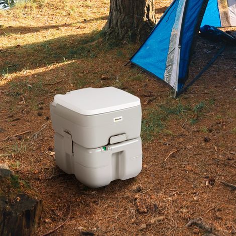 Toilettes portables 20 L avec indicateur de niveau, capacité de charge 150 kg, idéales pour le camping, les voyages, les personnes âgées, les caravanes et les bateaux. Dimensions : 33 x 40 x 43 cm. Co