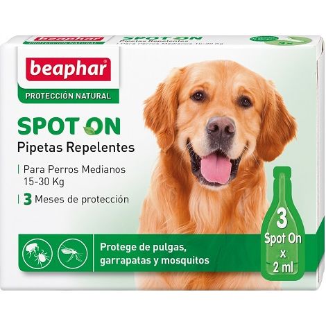 pipetas repelentes BEAPHAR para perros de raza media, 3 x 2 ml