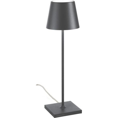 Lampe De Table Poldina Gris Foncé Avec Cable 230V Led Dimmable 11X38 Cm Design Moderne En Aluminium (1/3)