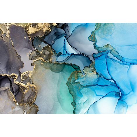 Tableau sur toile marbre turquoise 30x45 cm - Impression sur Toile Murale Décorative - Image imprimée en HD sur Toile - Toile sur Châssis en Bois FSC - Fabriqué en France (1/4)