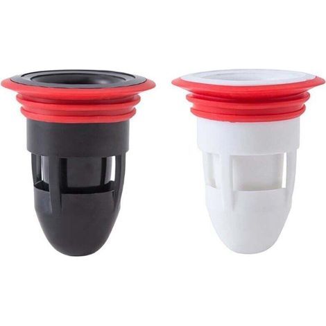 Lot de 2 bouchons anti-refoulement de sol de douche, valve de vidange unidirectionnelle anti-odeur pour cuisine et salle de bain (blanc et noir) (1/4)