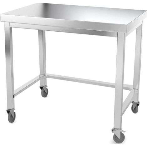 Table de travail en inox 1200 x 800 mm avec renfort sur roulettes PREMIUM - GOLDINOX (1/4)
