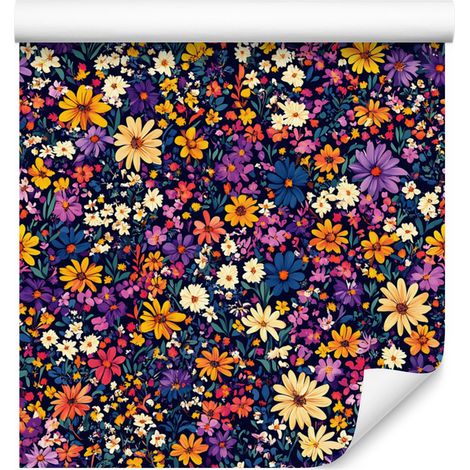 Papel pintado Flores Silvestres Granada y Ciruela para Salón y Dormitorio 50x1000 cm (1/5)