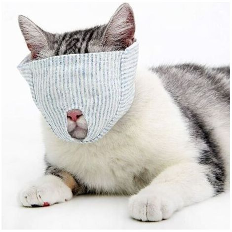VtiziklMuselière de chat respirante, muselière de retenue de chat en coton pour le toilettage et la coupe des ongles Section de protection des yeux S