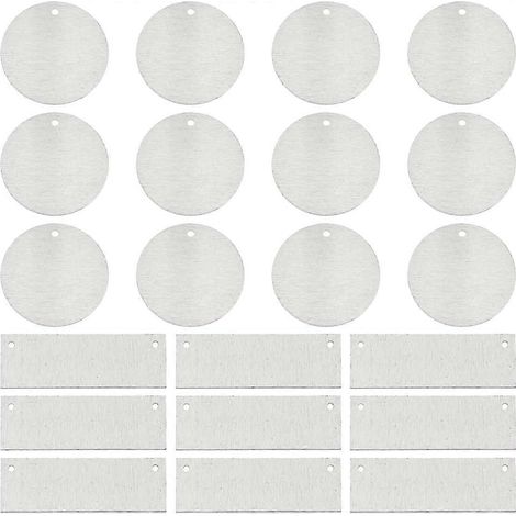 40 pendentifs en aluminium, 2 styles, rectangulaires/ronds plats, platine, 1530x3045x1mm, trou : 1,61,8mm, 20 pièces/style( ) (1/5)