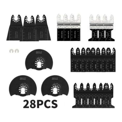 28 Accessoires d'outils Oscillants Multifonctions Lame de scie universelle pour Parkside Dewalt Ryobi Bosch Couper les coins de Bois/Métal/Plastique - 2 adaptats (1/5)