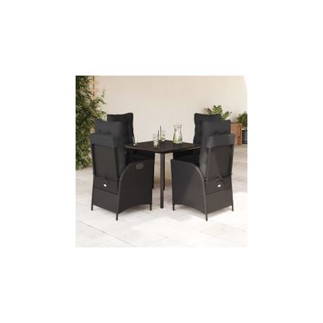Ensemble à manger de jardin coussins 5pcs Noir Résine tressée (1/5)
