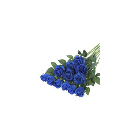 12 Pack Artificielle Roses Rouges Fleurs Soie Réaliste Fleur Roses Bouquet De Mariage De Mariée Longue Tige pour La Maison De Mariage Décoration Fête-Crezuo