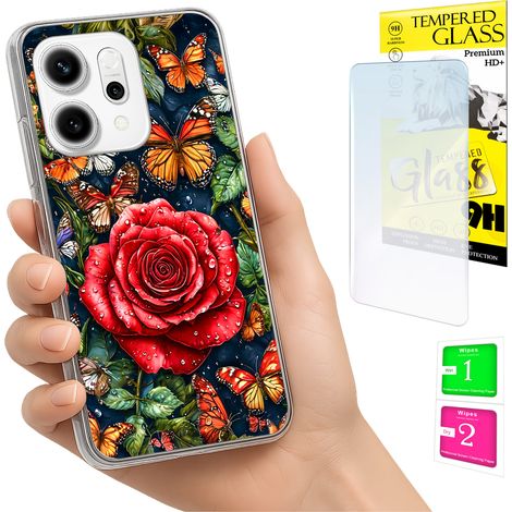 Custodia per Oppo Reno 14F / 14 FS 5G con foto, cover posteriore con farfalle e vetro. (1/5)