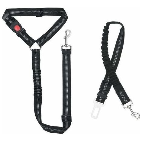 Cinturón de Nylon para Perro, Arnés Universal Ajustable para Coche para Perros y Gatos con Absorción de Impactos, Correa 2 en 1 Cinturón de Seguridad para Mascotas Duradero para Viajes (Negro) (1/4)
