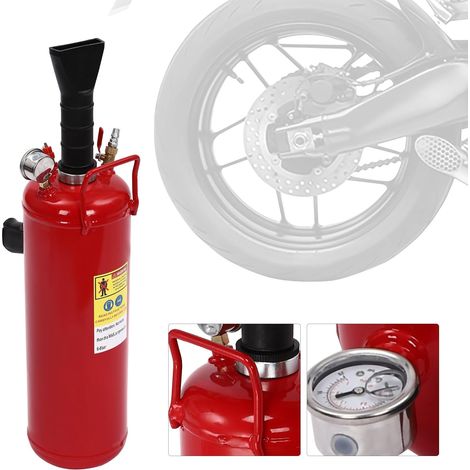 Gonfiatore per pneumatici da 9 litri, 8 bar, booster di gonfiaggio pneumatici con manometro, Per veicoli elettrici, motociclette, rosso