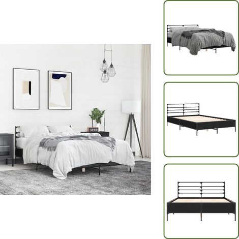 Letto con doghe - vidaXL Giroletto Nero 120x200 cm in Legno Multistrato e Metallo - Letto con supporto