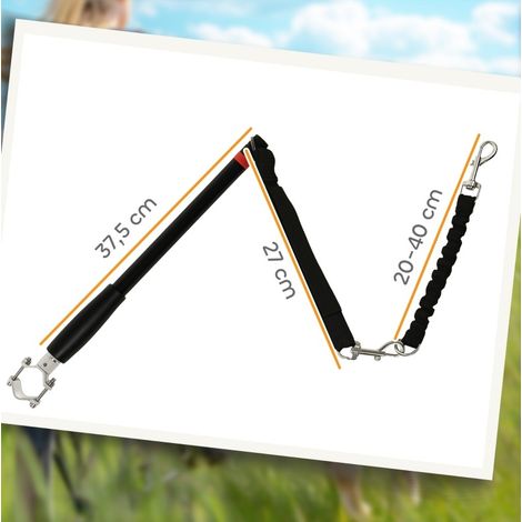 Correa para bicicleta para perro, cable elástico, varilla de acero, 124 cm, negra DESVIAE (1/4)