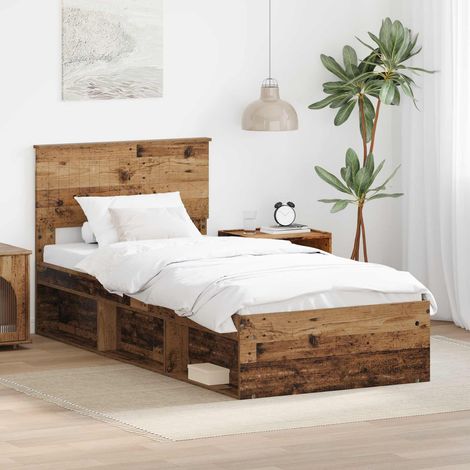 Bettrahmen Altholz 90 x 190 cm Massives Kiefernholz (1/5)