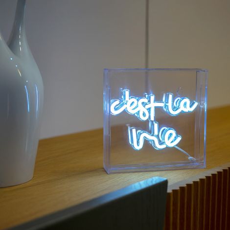 WD LifeStyle Insegna Neon con Cornice in Plexiglass 18 x 18 Cm Decoro C'est la Vie