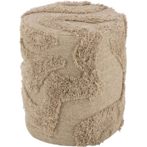 Pouf Tufté Courbes "Jaisalmer" 50cm Beige (1/3)
