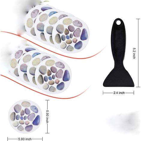 Paquete de 8 pegatinas antideslizantes grandes para baño – con raspador de primera calidad (1/5)