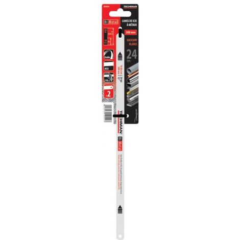 Techman 8320224 Pack de 10 lames de scie à métaux bi-métal - Denture : 24 tpi - 10 dents/cm - Longueur : 300mm (1/2)