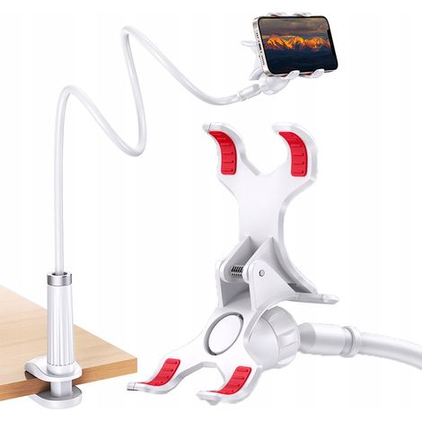 Supporto universale per telefono, tablet e treppiede con braccio flessibile, colore bianco