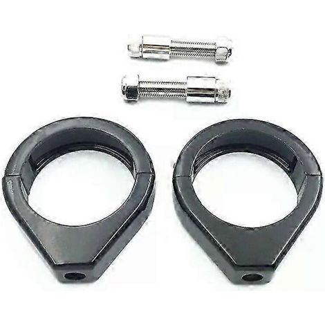 Lot de 2 supports de clignotants de moto de 49 mm, montage par clip décalé sur la fourche avant, chromé/noir en option, compatibles avec les pièces de rechange Harley-Davidson Dyna/Softail/FXDB XL. (1/4)