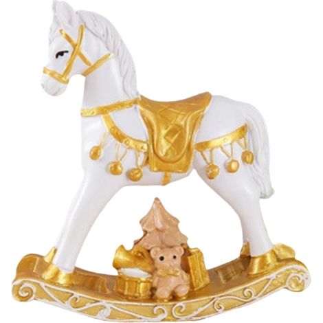 Cheval à Bascule - Décoration de Noël en Résine - Figurine Animale pour Bureau Étagère Cheminée - 12.5 x 14 cm - 1 Pièce (1/5)