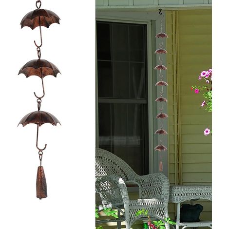 Chaîne de pluie, chaîne d'évacuation pour gouttière, chaîne de pluie en métal style vintage, décoration de jardin, longueur 100 cm (1/5)