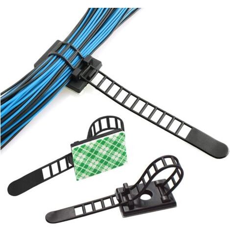 100pcs Réglable Rangement de Câble Adhésives, Réglable Attache de câble, Câble de Bureau Fixation, Gestion de Câble pour Organiseur de Fils Electriques TV, Chargeur, PC, Bureau, Maison-longeu (1/5)