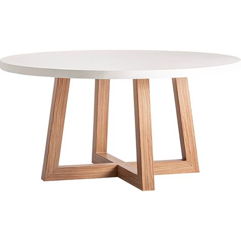 Table de salle à manger contemporaine béton armé blanc cassé fumé - Blanc cassé finition fumée (1/5)