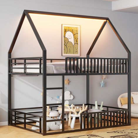 MEUBLIV Bett 140x200 cm schwarz - mit 7-farbiger LED und Absturzsicherung, ohne Matratze (1/5)