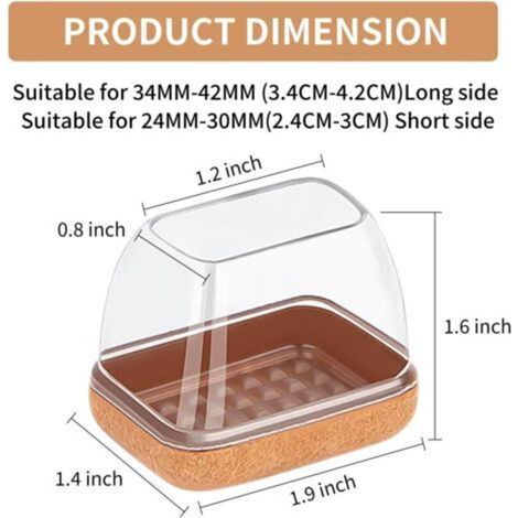 Patins de protection pour pieds de chaise, lot de 16 pièces, rectangulaires, en silicone, transparents, avec embouts en feutre. Protègent vos sols en silence. Conviennent aux chaises de 24 à 30 mm de (1/4)